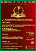Prix-Styria-Plakat 2026. Mach mit - bis Ende Mai 2025 läuft die Einreichfrist!