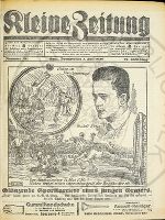 Eine historische Zeitung mit Illustration ist auf dem Bild zu sehen.