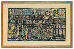 Heiliger Abend im Grazer Landhaushof, 1977, Holzschnitt, koloriert, 86 x 129 cm; im Druck monograf. datiert: F.W 1977; handschriftlich ergänzt: Stille Nacht hl. Nacht fast alles schläft im Landhaus GRAZ, Holzschnitt - Handdruck Franz Weiß J. - Verein Freunde Franz Weiß